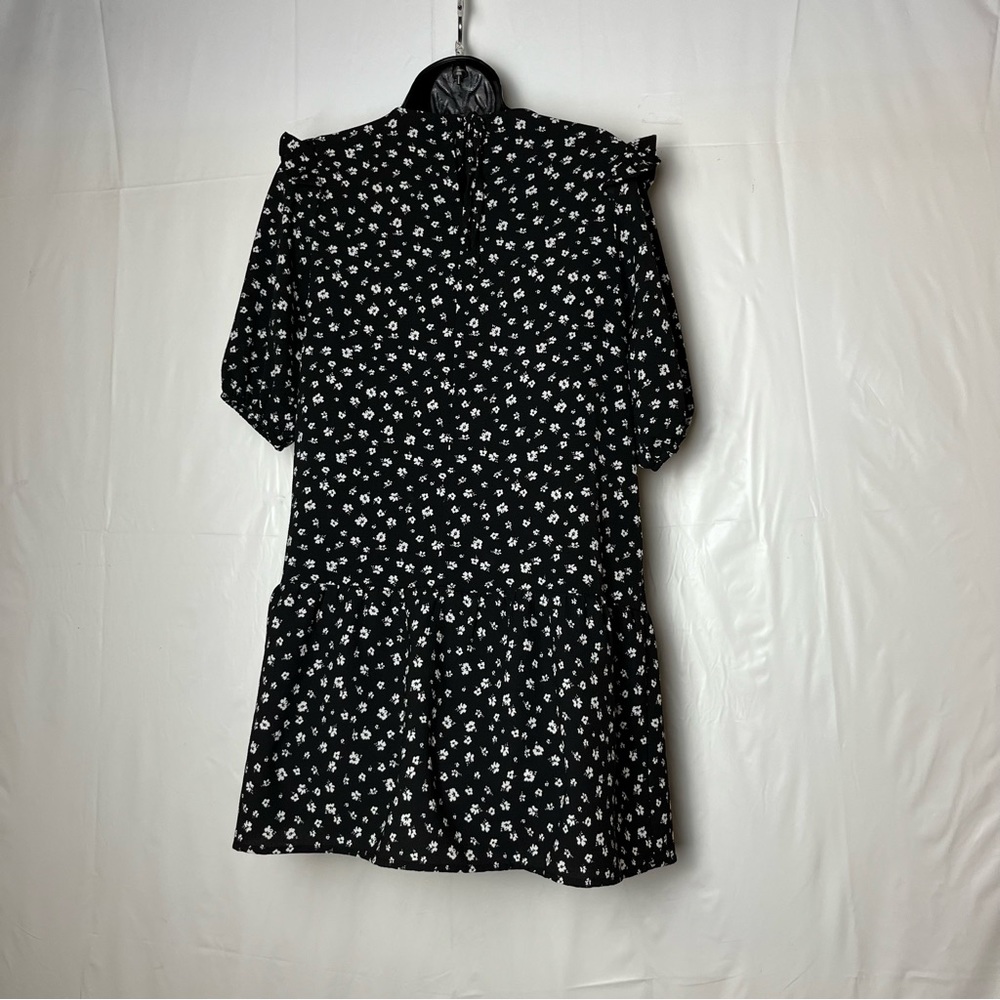 DIBIDED H&M women 3/4 sleeve black white‎ floral mini dress size XSmall - Picture 3 of 15